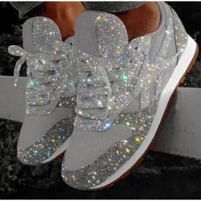 2022 autumn luxury shoes women designers sneakers flat lace-up platform for women breathable mesh glitter sneakers