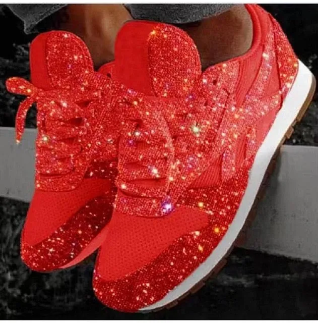 2022 autumn luxury shoes women designers sneakers flat lace-up platform for women breathable mesh glitter sneakers