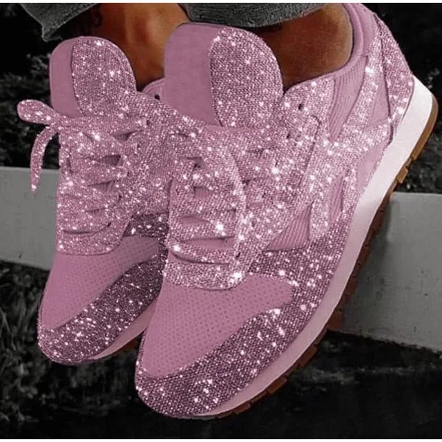 2022 autumn luxury shoes women designers sneakers flat lace-up platform for women breathable mesh glitter sneakers