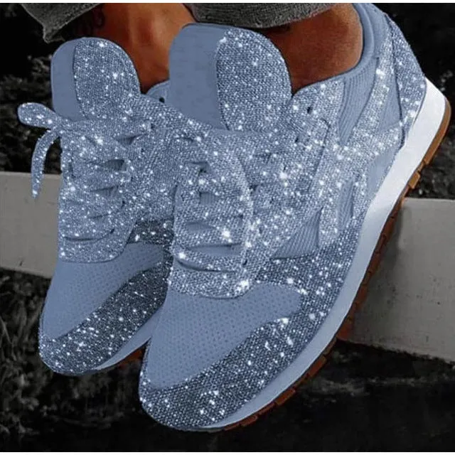2022 autumn luxury shoes women designers sneakers flat lace-up platform for women breathable mesh glitter sneakers