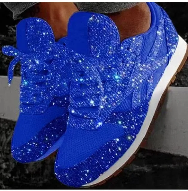 2022 autumn luxury shoes women designers sneakers flat lace-up platform for women breathable mesh glitter sneakers