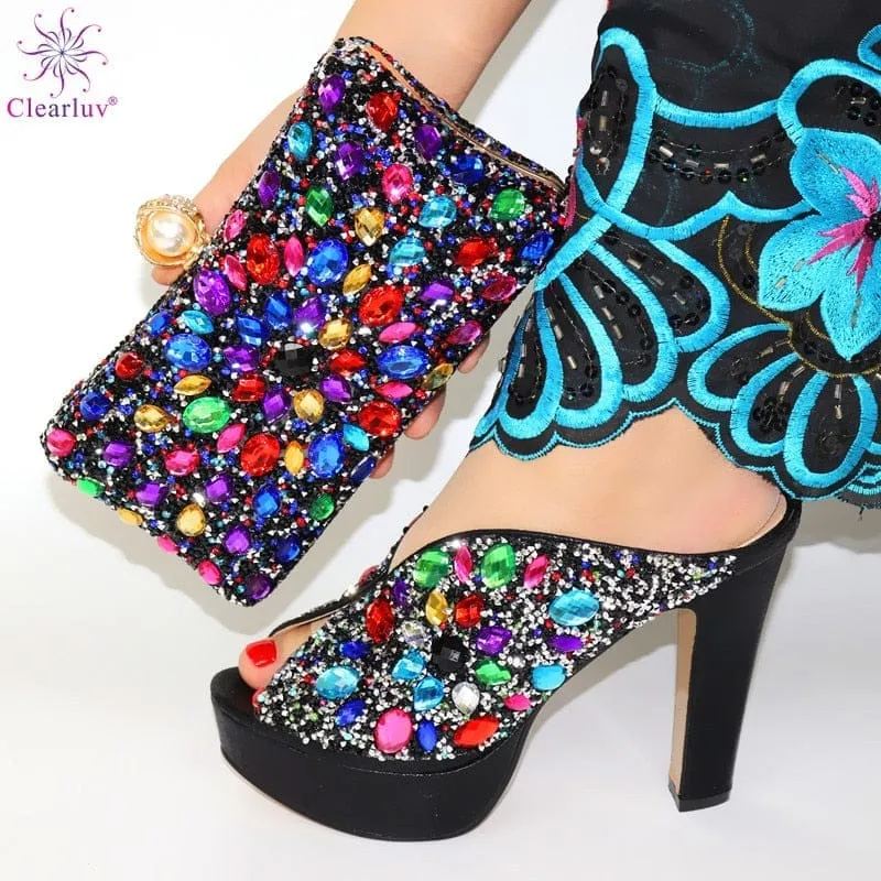African Women Matching Italian Shoes and Bag Set