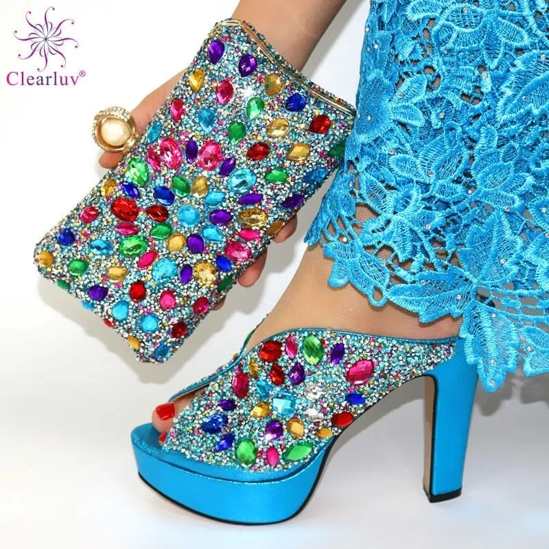 African Women Matching Italian Shoes and Bag Set