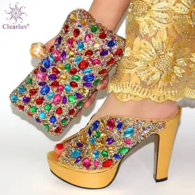 African Women Matching Italian Shoes and Bag Set