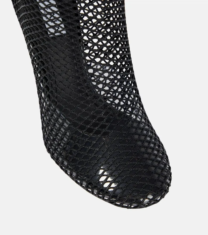 Alaia La Cage mesh and PU wedge ankle boots
