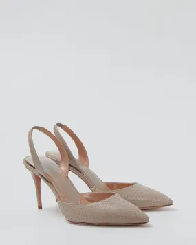 Aquazzura Grey Python Slingback Pointed Toe Pumps - 36.5