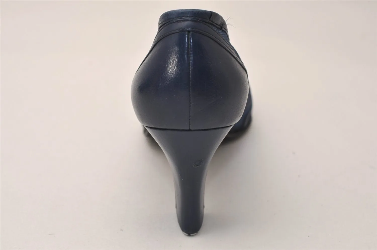 Authentic BALENCIAGA Open Toe Pumps Shoes Size 34 1/2 Nylon Leather Blue 8153J
