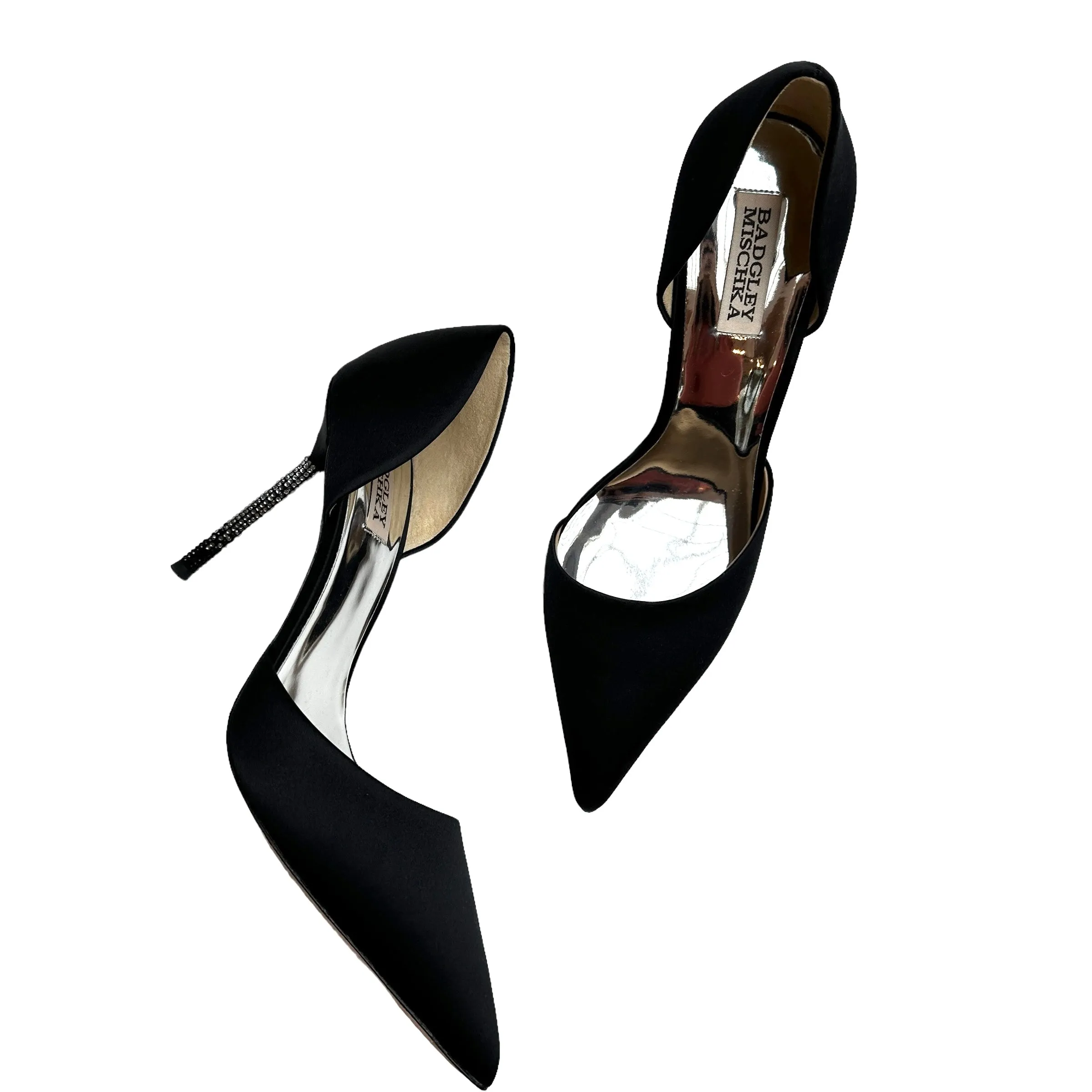 Black Crystal Embellished Heels - 10