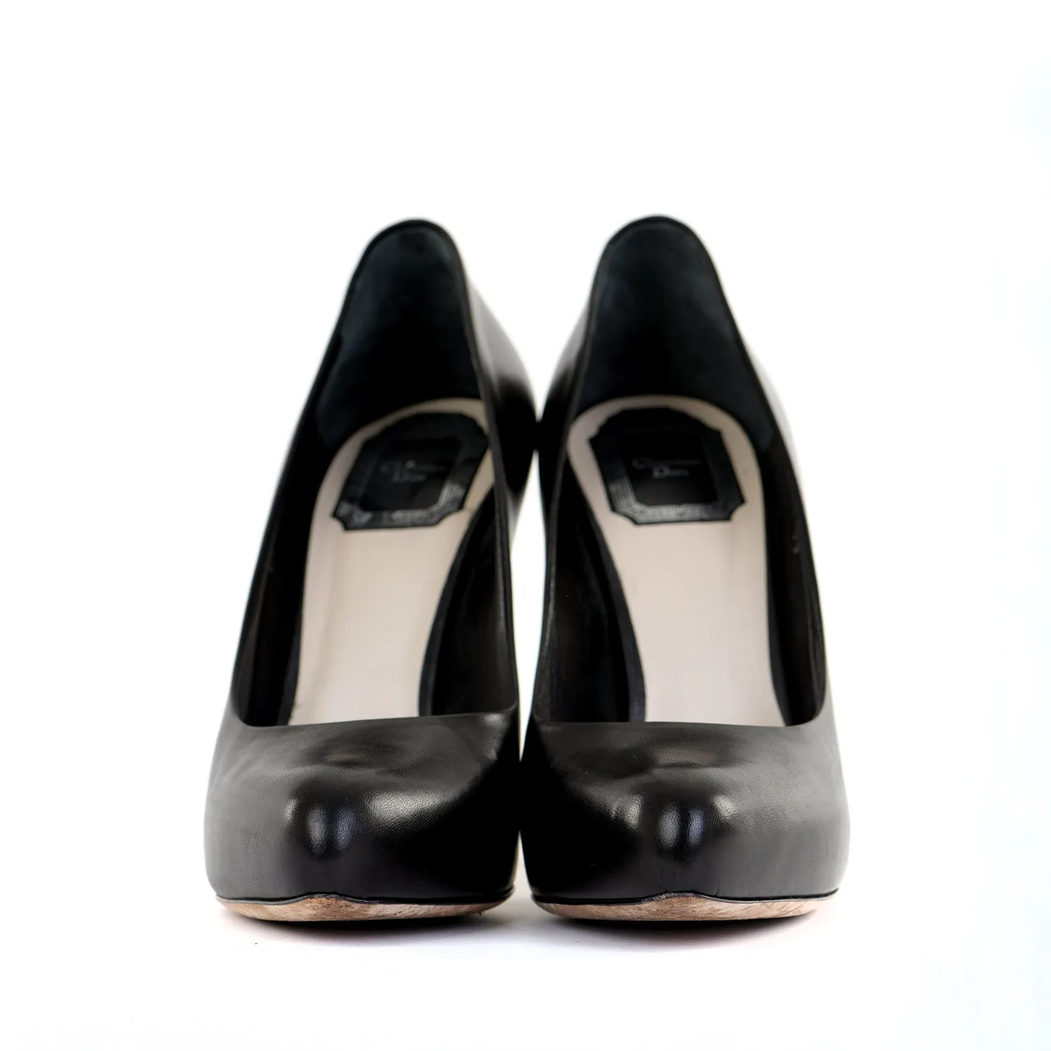 Black Leather Pointed Courts