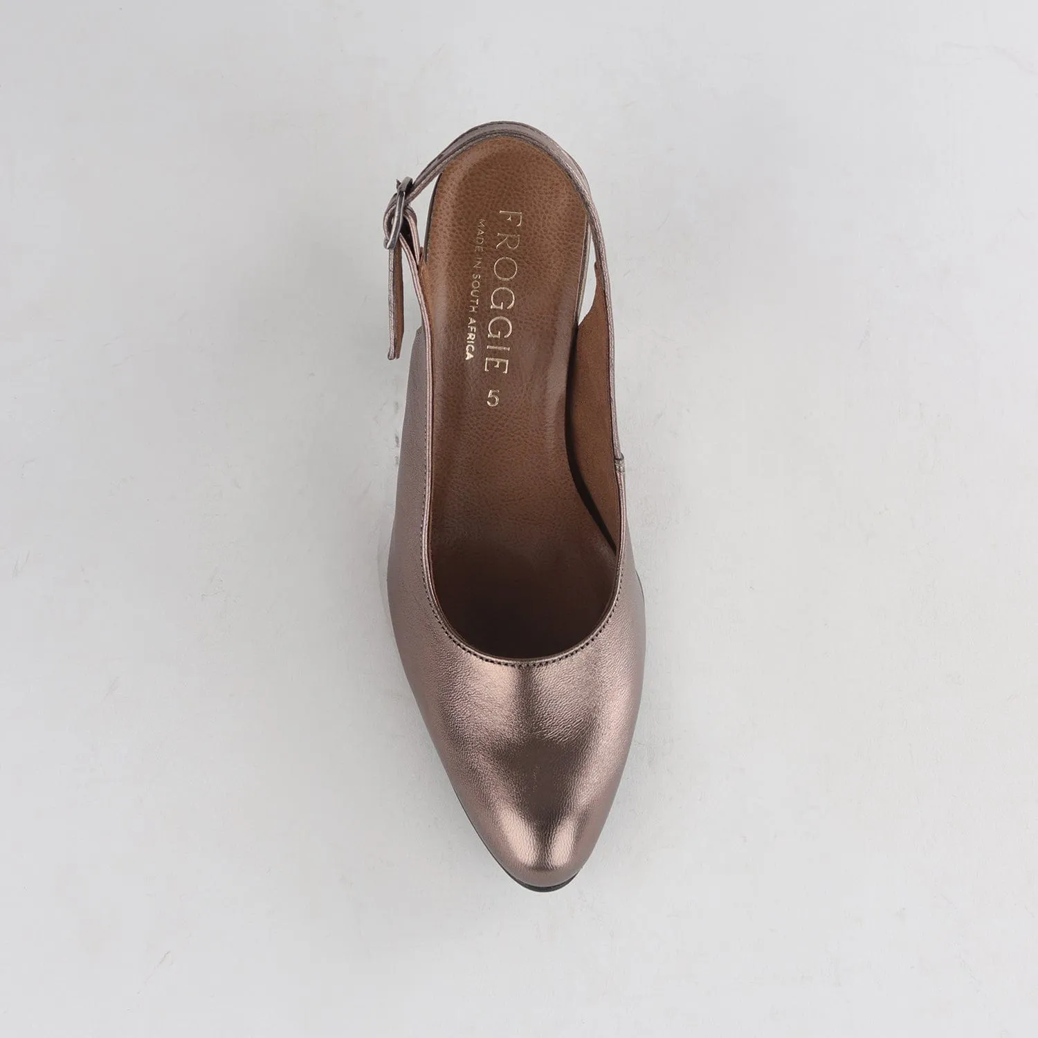 Block Heel Slingback in Lead Metallic - 12790