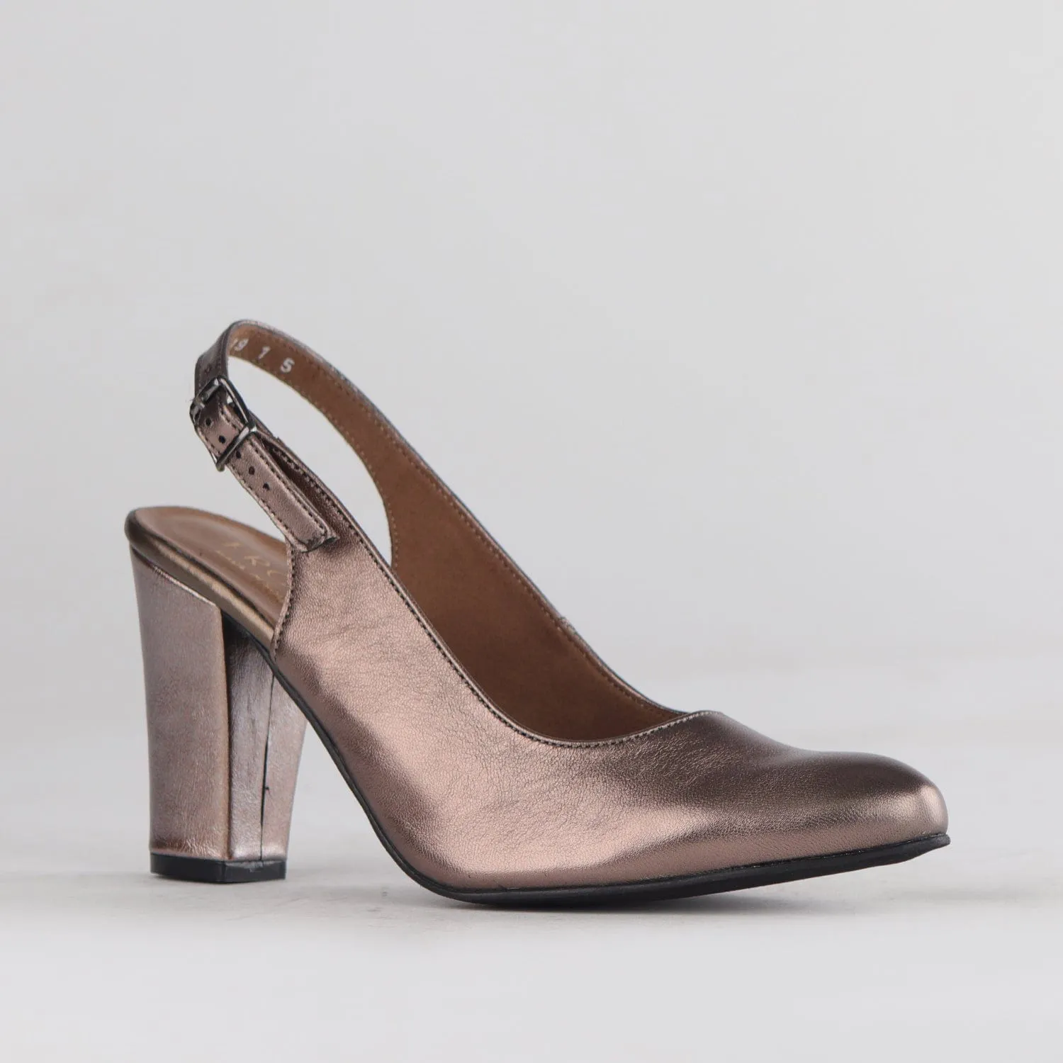 Block Heel Slingback in Lead Metallic - 12790