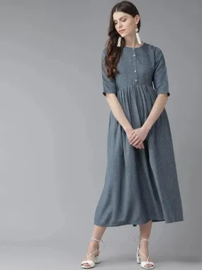 Blue Striped Cotton Dress