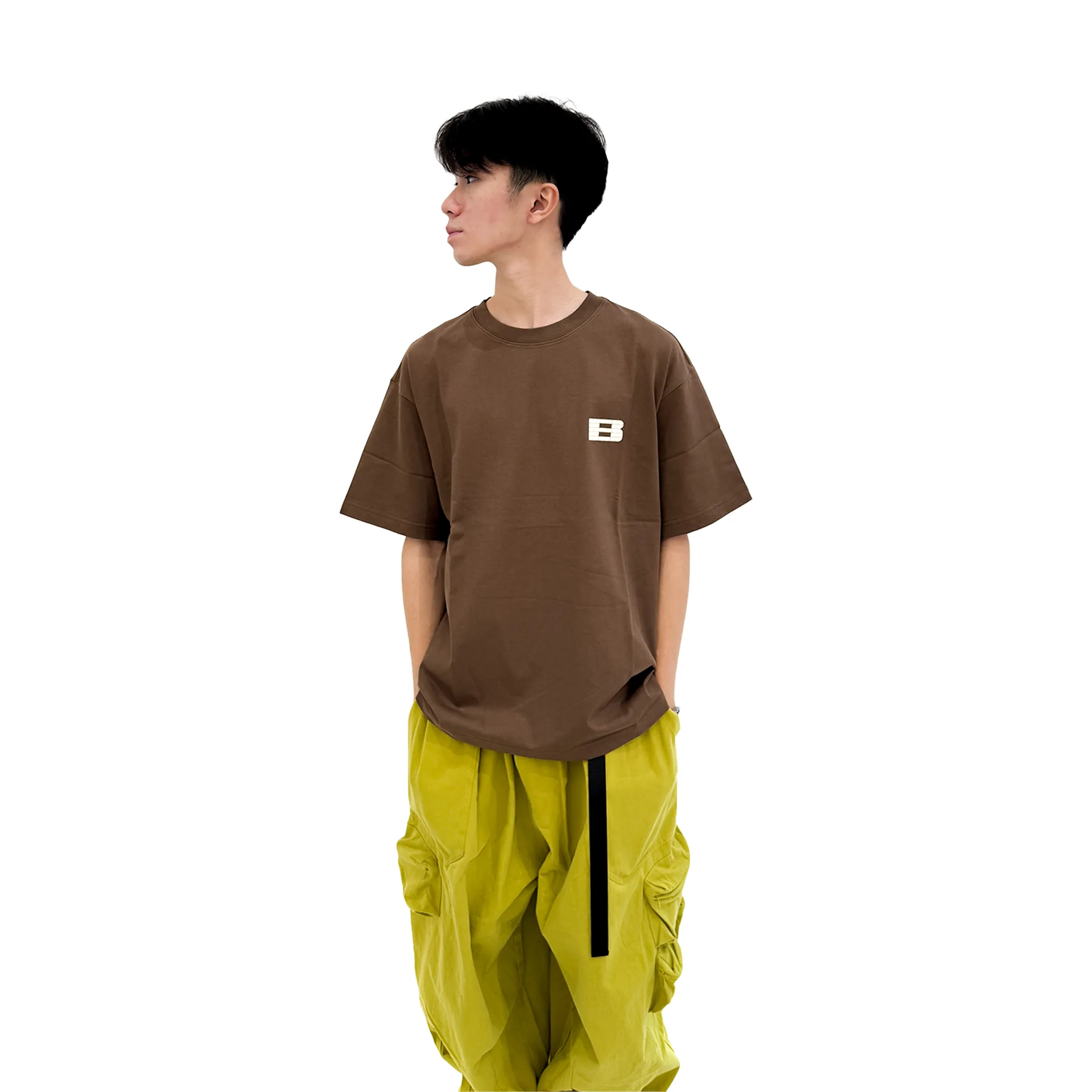 BONELESS Textured Pattern Patchwork Print S/S Tee Coffee (SS23)