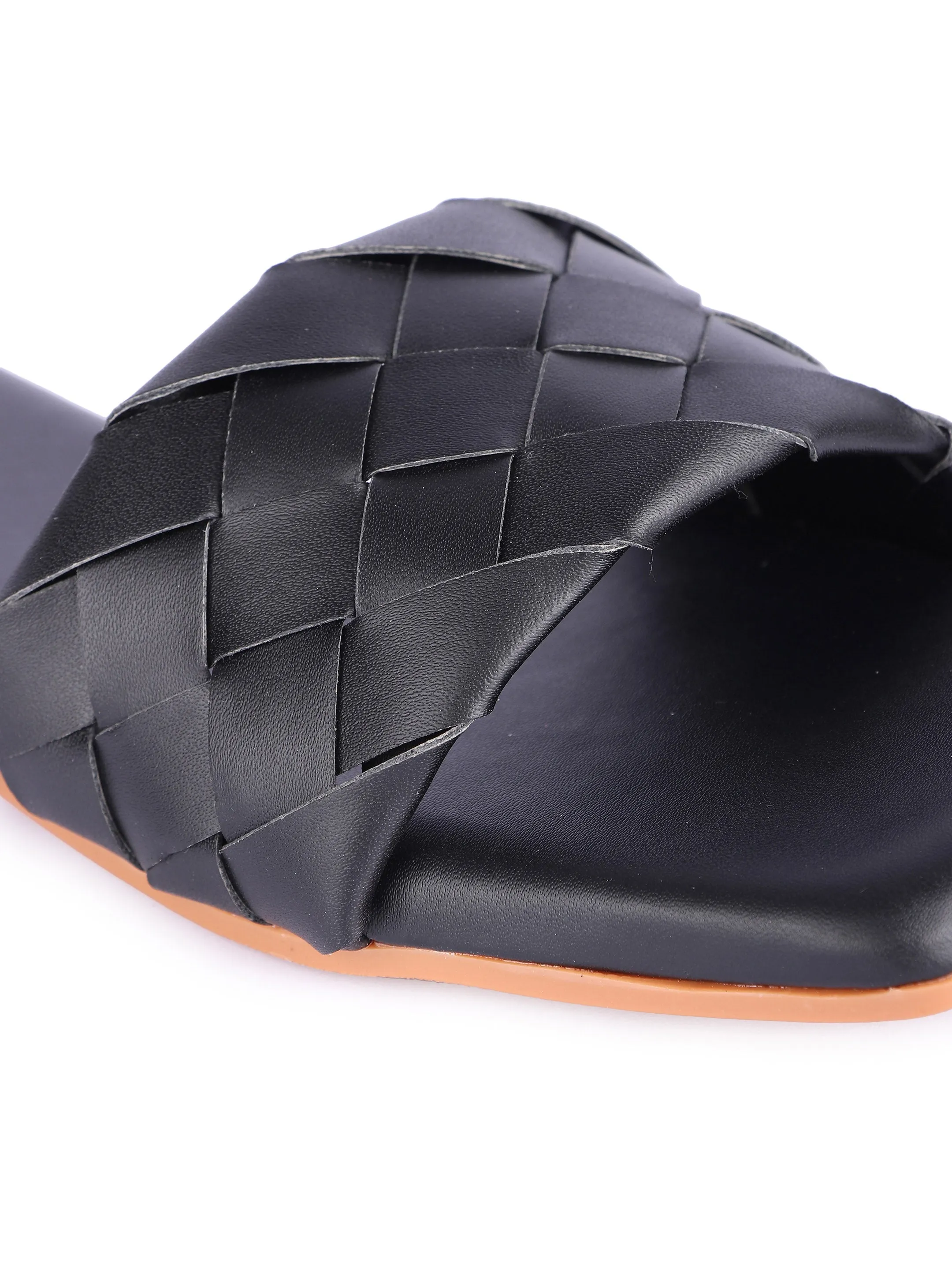 Brauch Black Stylish Strap Square Toe Flats