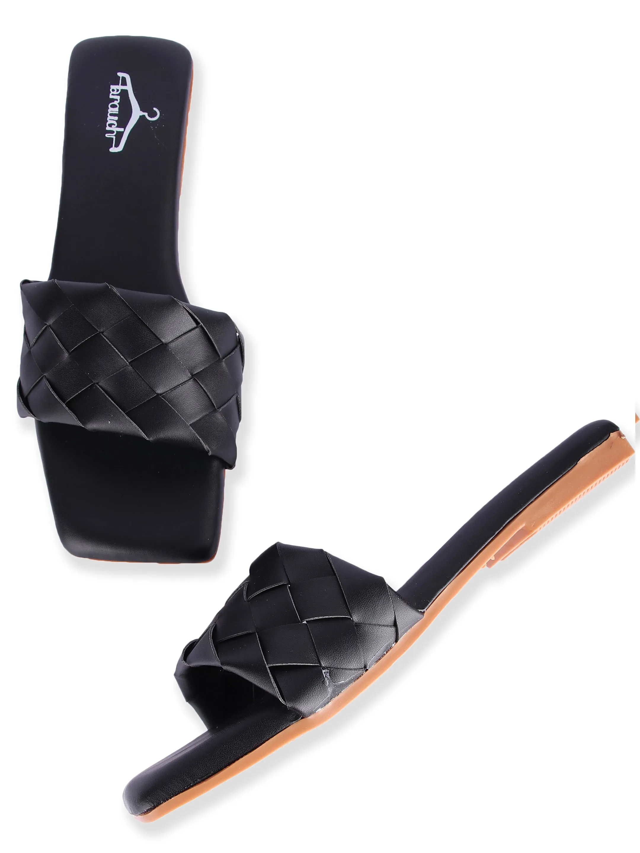 Brauch Black Stylish Strap Square Toe Flats