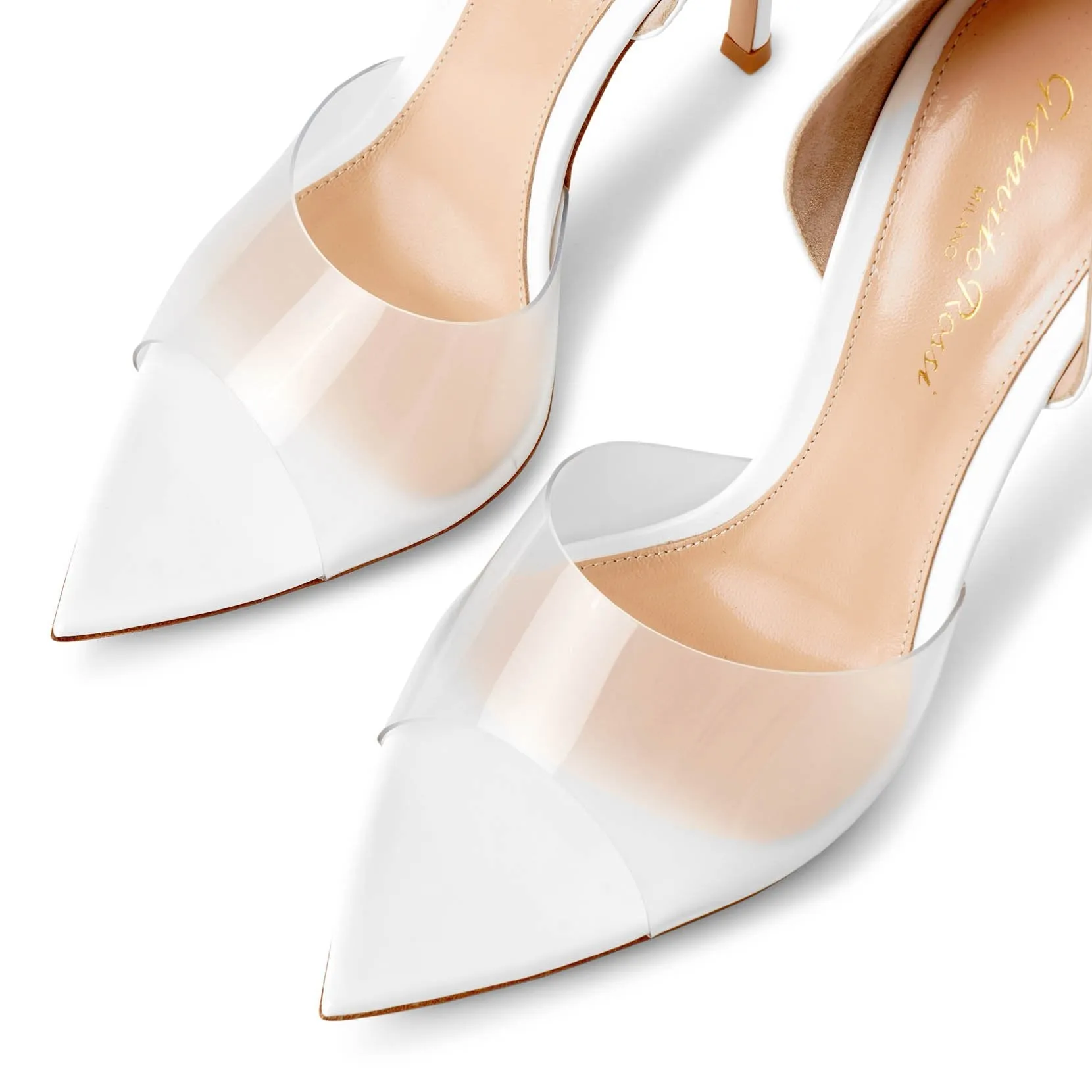 Bree 105 patent white and pvc pumps