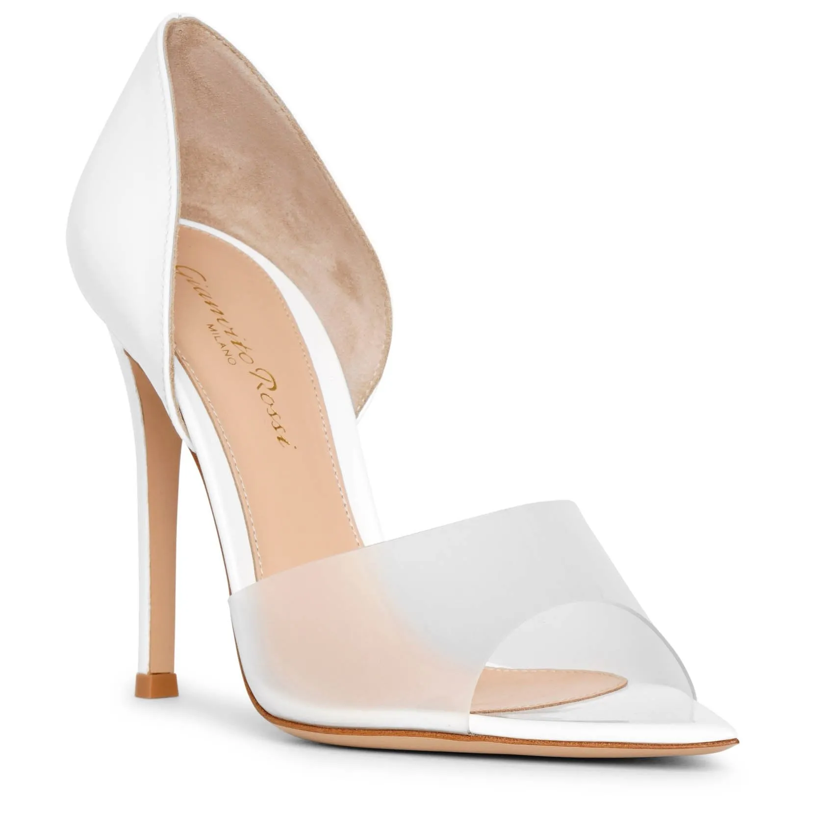 Bree 105 patent white and pvc pumps