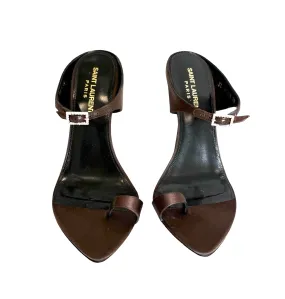 Brown Satin Heels w/Crystals - 8