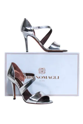 Brunomagli - Silver Metallic Open Toe Pumps Sz 6.5