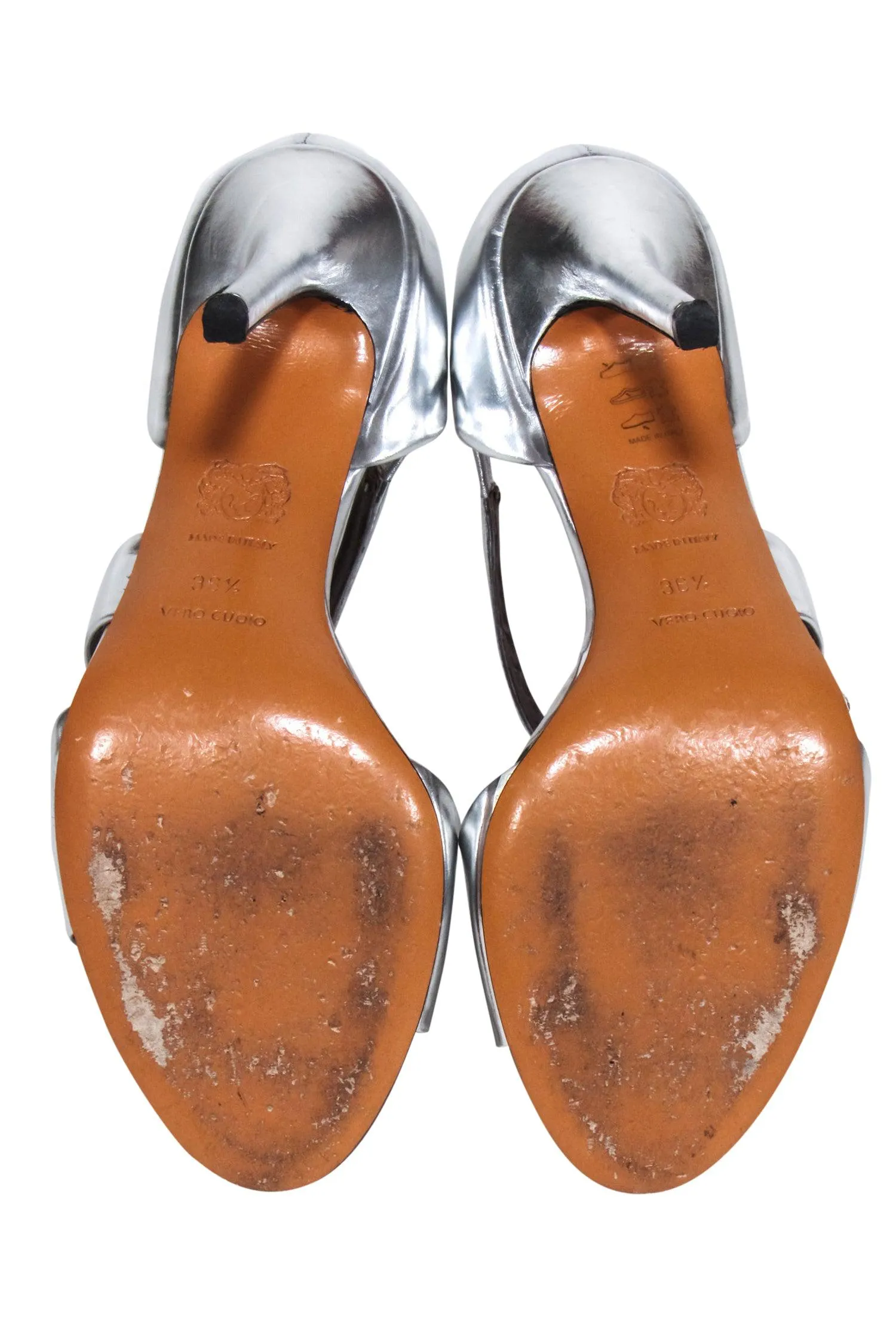 Brunomagli - Silver Metallic Open Toe Pumps Sz 6.5