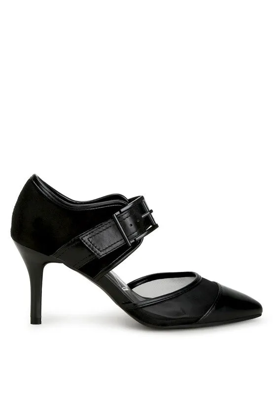 Buckle Up Pointed Toe Mesh Pumps