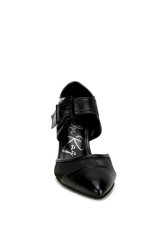 Buckle Up Pointed Toe Mesh Pumps