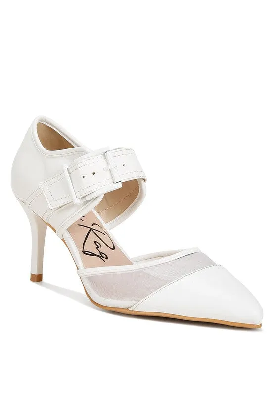 Buckle Up Pointed Toe Mesh Pumps