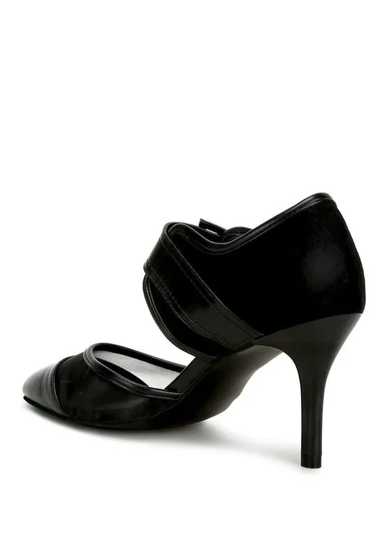 Buckle Up Pointed Toe Mesh Pumps