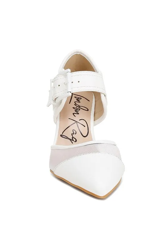 Buckle Up Pointed Toe Mesh Pumps
