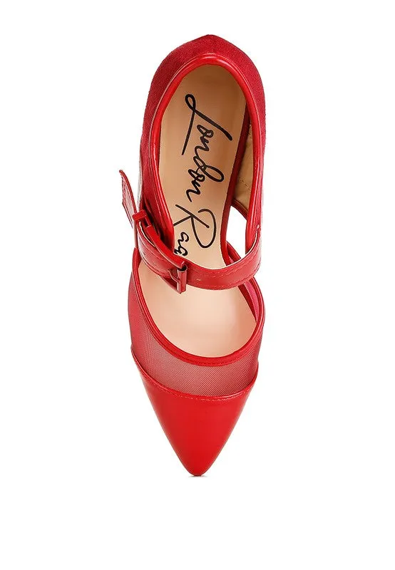Buckle Up Pointed Toe Mesh Pumps