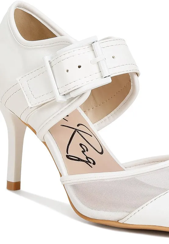 Buckle Up Pointed Toe Mesh Pumps