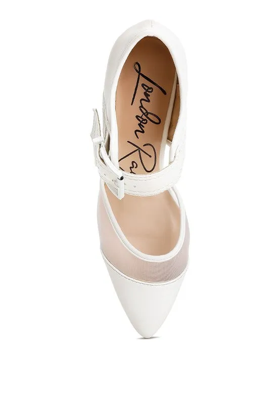 Buckle Up Pointed Toe Mesh Pumps