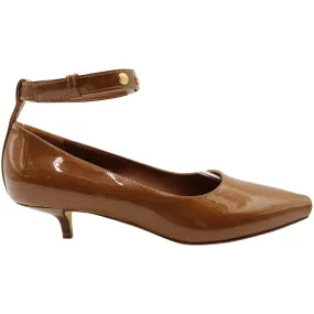 Burberry Dill Kitten Heel Ankle Cuff Pumps in Brown Patent Leather