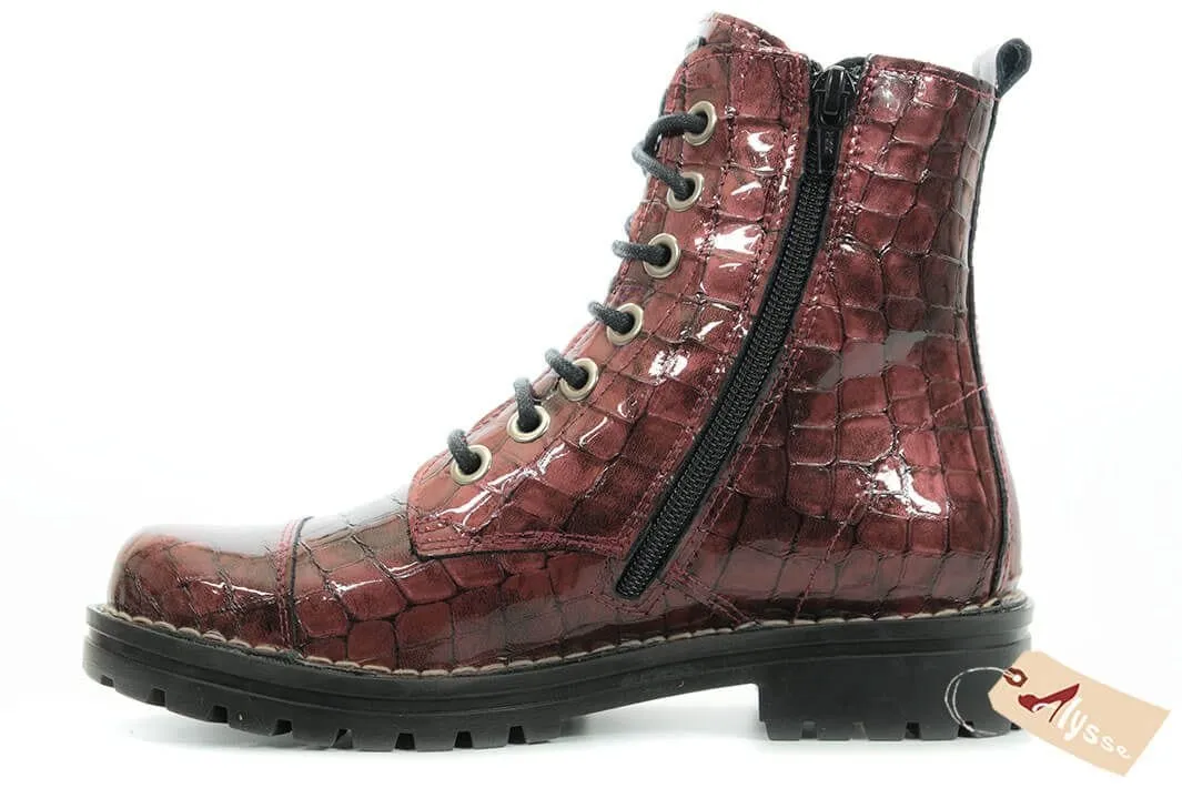 Chacal Women's Coco Lace Up Boots- Charol Vino