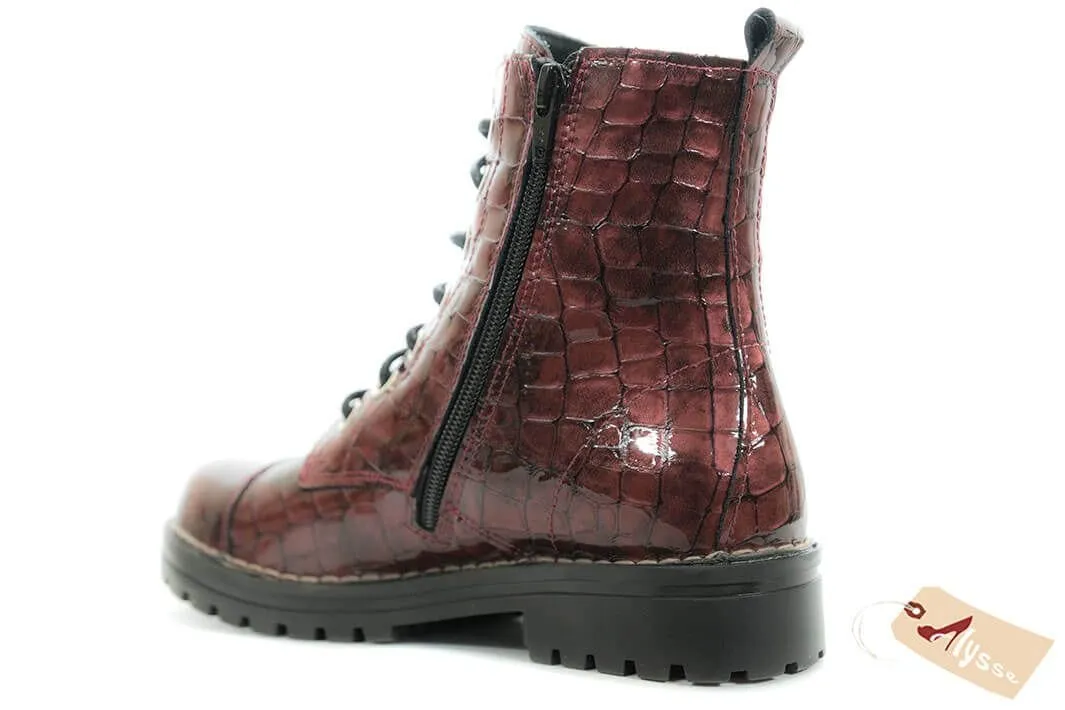 Chacal Women's Coco Lace Up Boots- Charol Vino