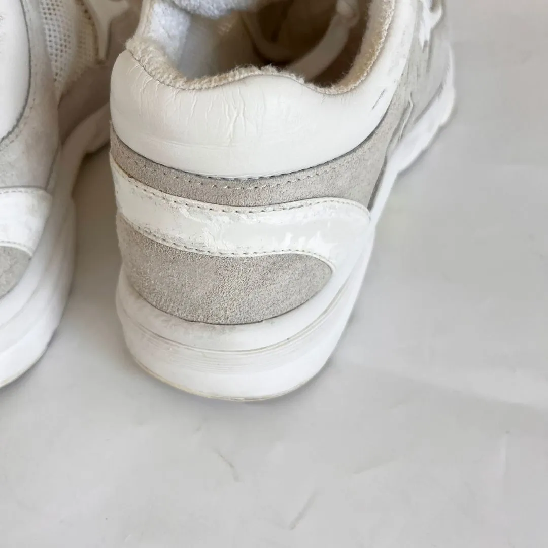 Chanel Grey Suede And Leather CC Lace Up Sneakers, 38