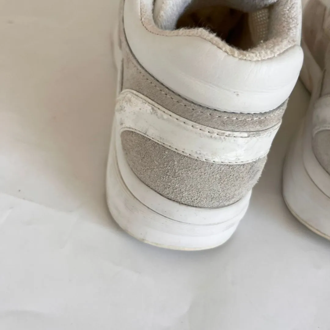 Chanel Grey Suede And Leather CC Lace Up Sneakers, 38