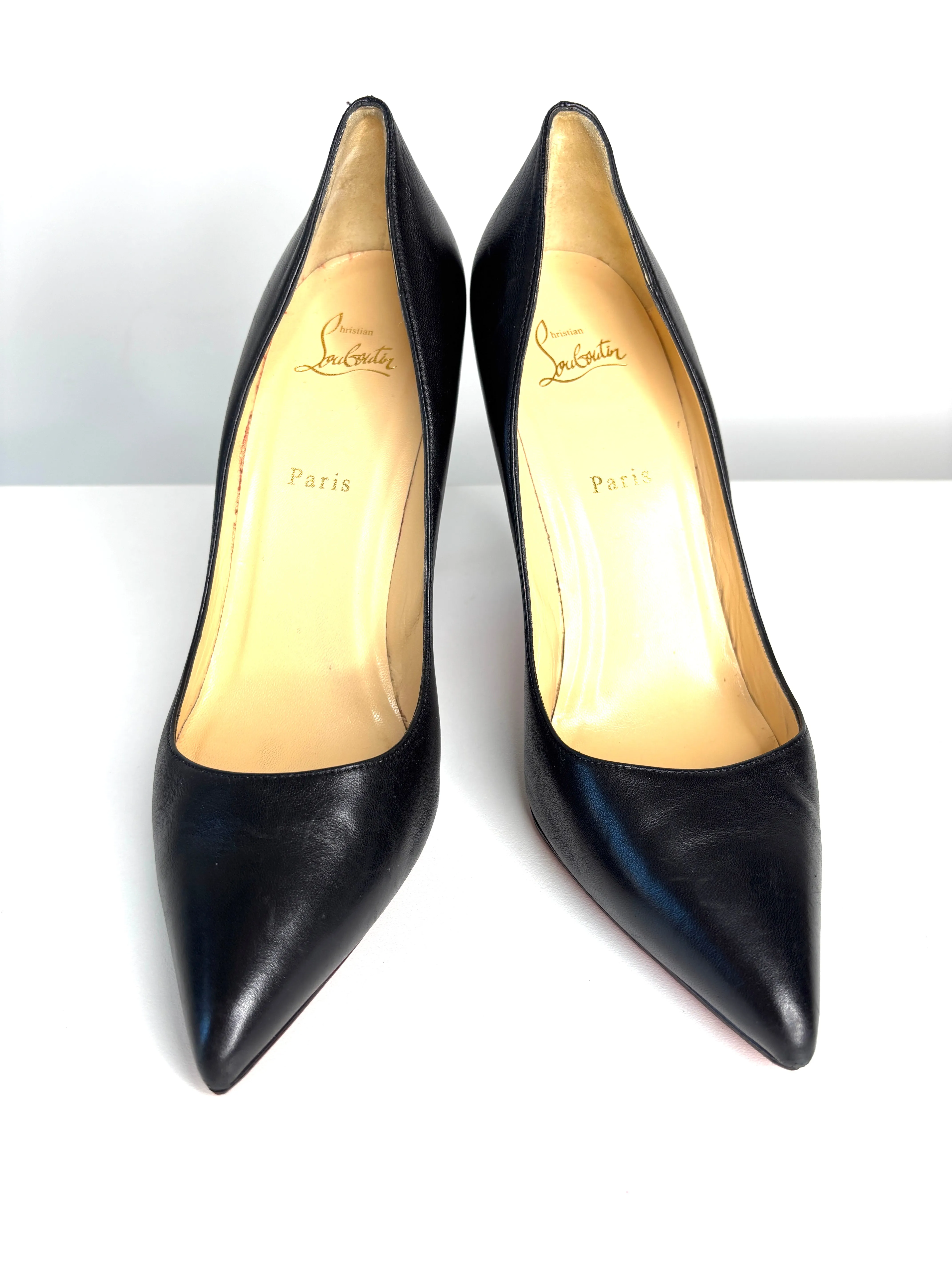 Christian Louboutin Pigalle 100 Black Leather Heels 41.5 UK8.5