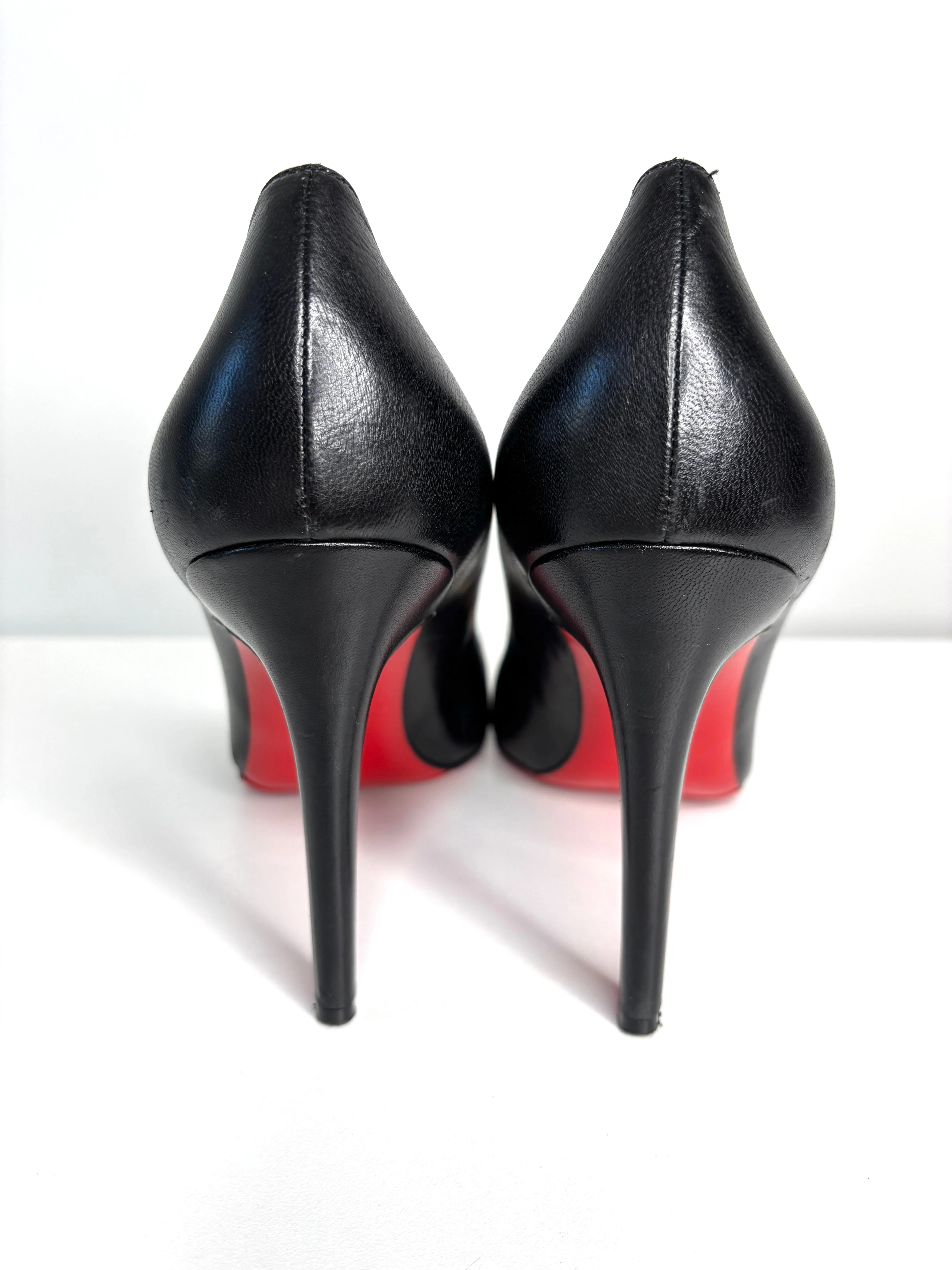 Christian Louboutin Pigalle 100 Black Leather Heels 41.5 UK8.5