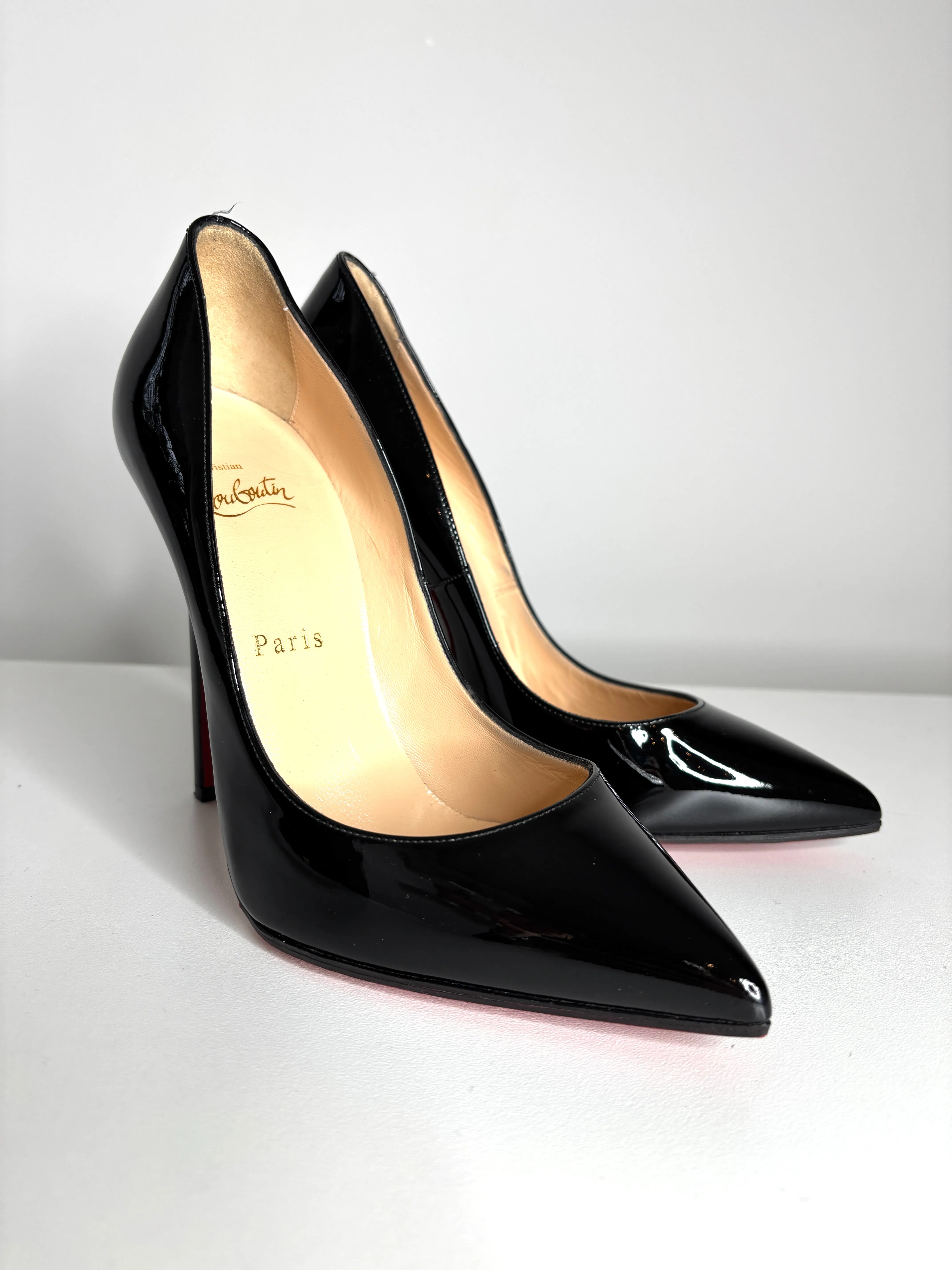 Christian Louboutin Pigalle 120 Black Patent Heels Small Fit 38 UK5