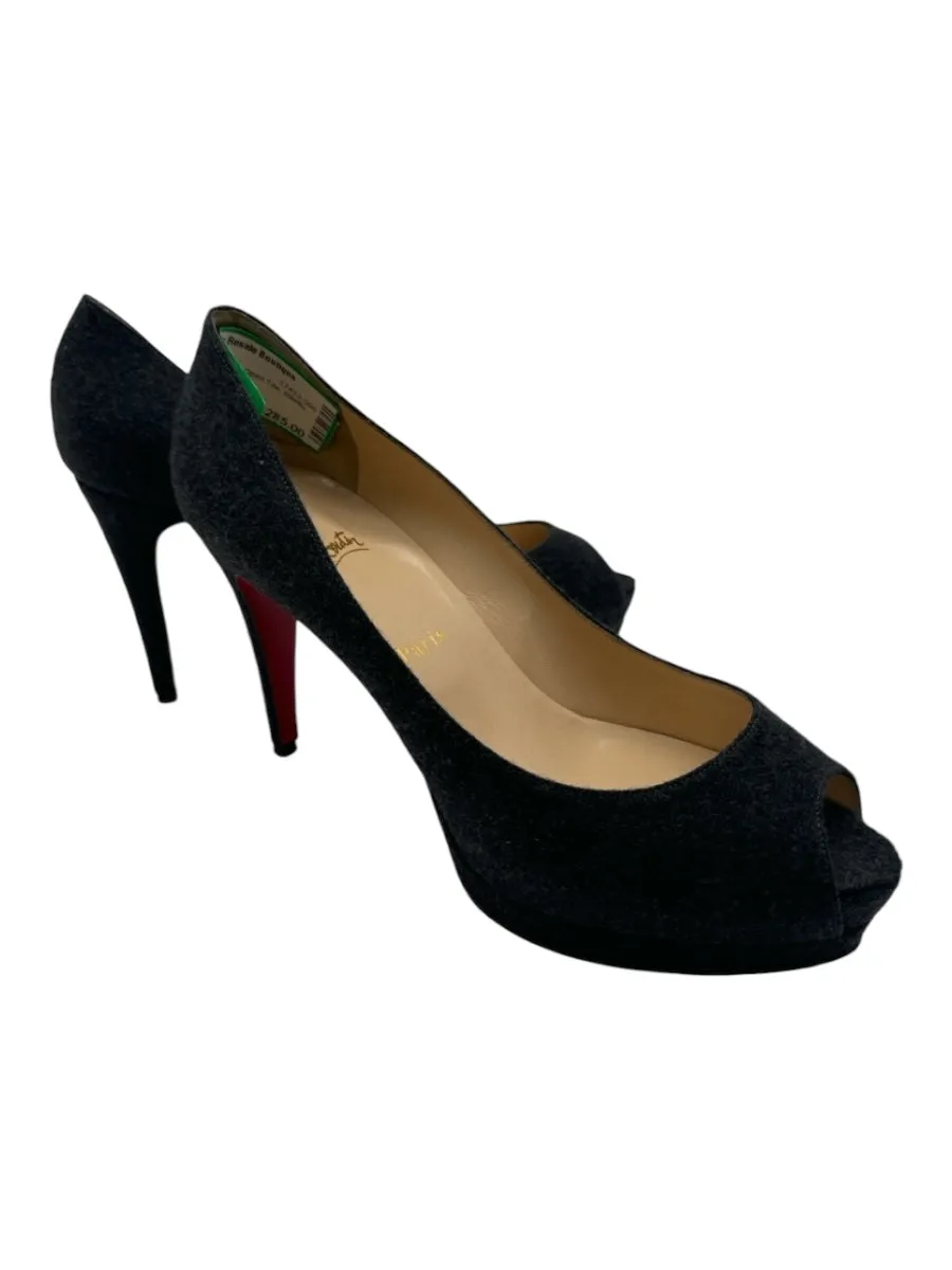 Christian Louboutin Shoe Size 40 Grey Leather Open Toe Stiletto Pumps