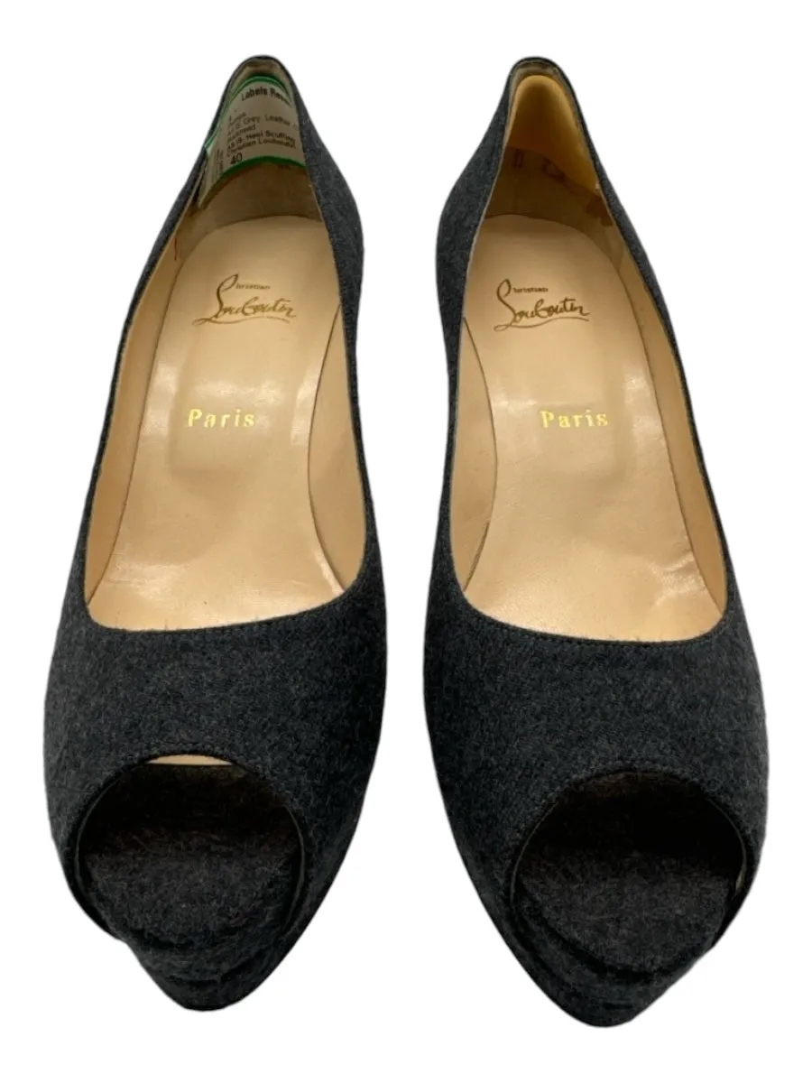 Christian Louboutin Shoe Size 40 Grey Leather Open Toe Stiletto Pumps