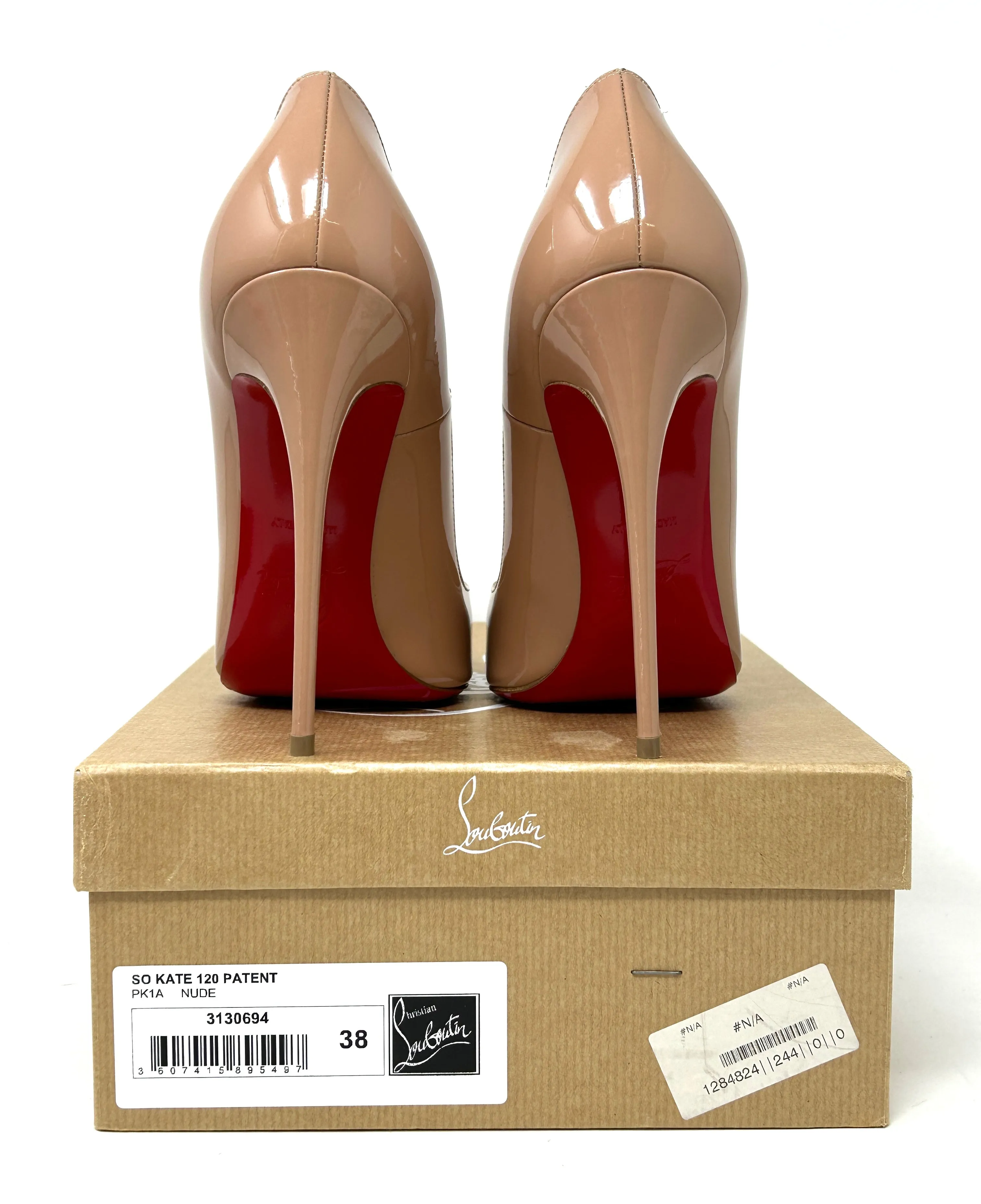 Christian Louboutin So Kate 120 Nude Patent Leather Pump Heels 38 UK 5