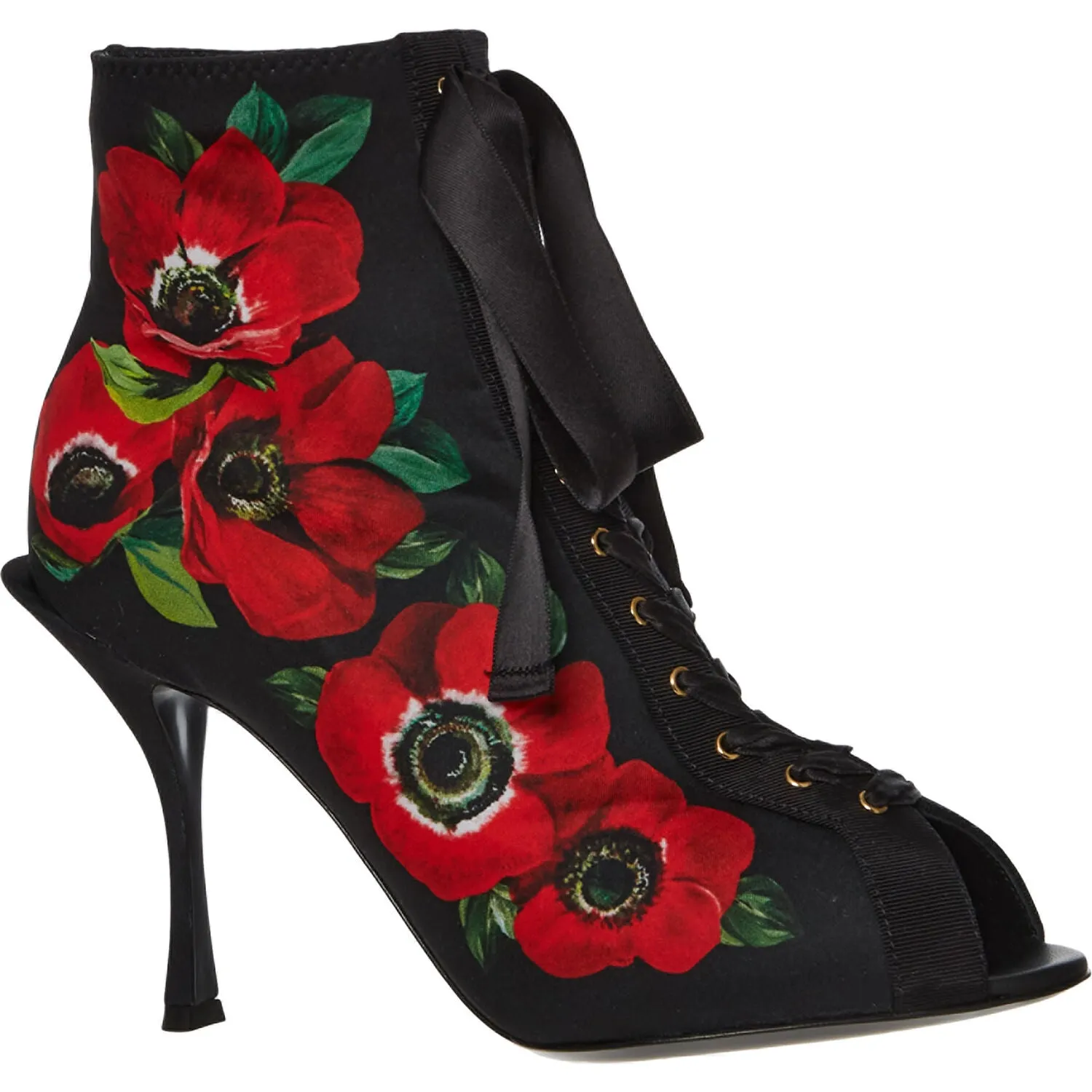 DOLCE & GABBANA  Black Floral Patterned Heels