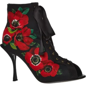 DOLCE & GABBANA  Black Floral Patterned Heels