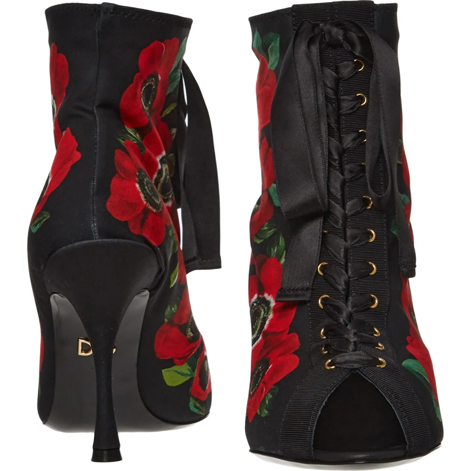 DOLCE & GABBANA  Black Floral Patterned Heels