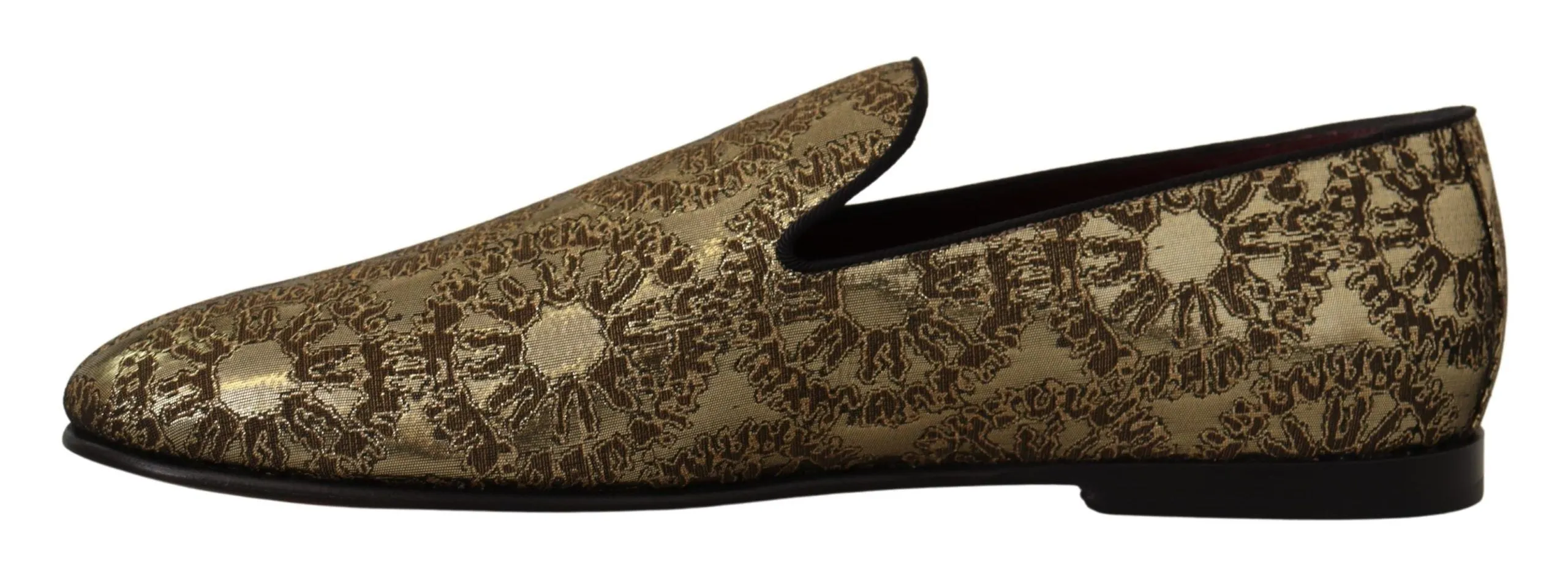 Dolce & Gabbana Gold Tone Loafers Slides Dress Sko