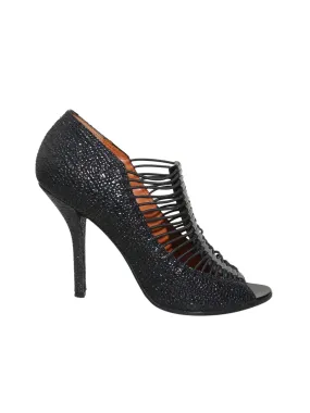 Elastic Detail Open Toe Pumps