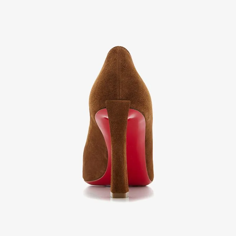 Fashionable Brown Suede Pointed-Toe Pumps