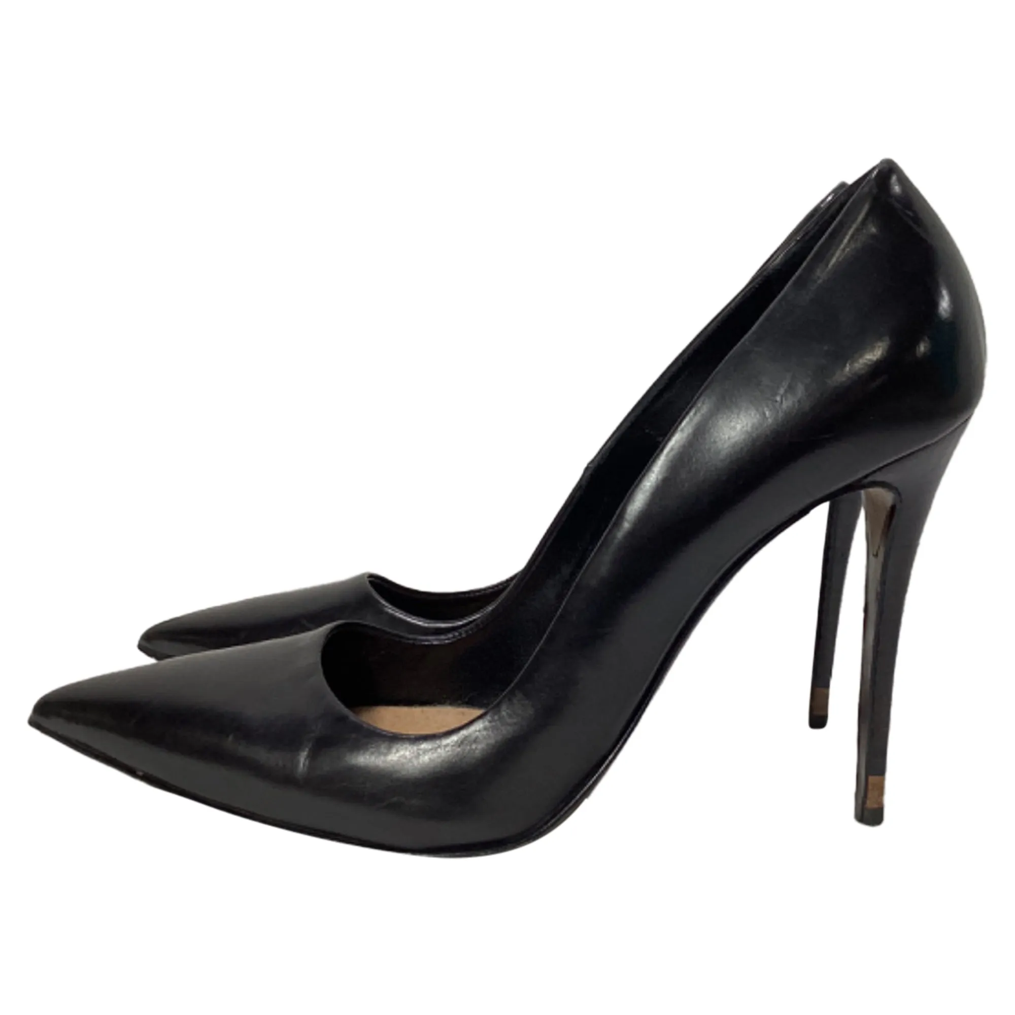 Fendi Pointed-Toe High Heel Pumps in Black Leather